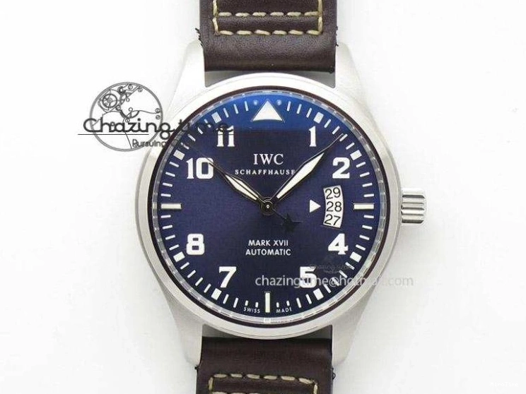 MIROTIME 0503 Pilot Chrono SS AZF 1:1 Best Edition Black Dial Orange Markers on Brown Leather Strap A EasyCare 7065